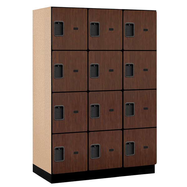 Salsbury Industries 4 Tier Designer Locker, 54"Wx76"Hx21"D, 12 Door, Mahogany 18-24361MAH - main